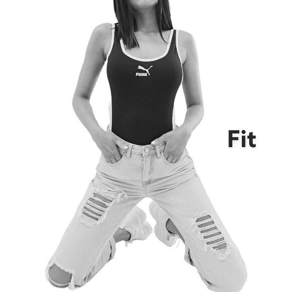 Puma Classic‎ Bodysuit Scoop Back Blue Black Casual Sporty - Picture 2 of 12